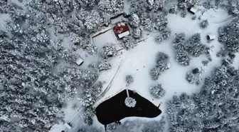 Gümüşhane'de Kent Ormanı, kar yağışıyla beyaza büründü