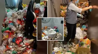 Çin'deki otelde şok edici manzara: Oyun bağımlısı misafir çöp dağı bıraktı