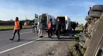 Kontrolden çıkan tanker yan yattı: 1 yaralı