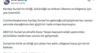 AK Parti'li Çelik: ABD'nin Suriye'ye yaptırımları kaldırması olumlu bir gelişmedir