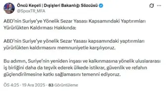ABD'nin Suriye'ye yönelik yaptırımları kaldırması memnuniyetle karşılandı