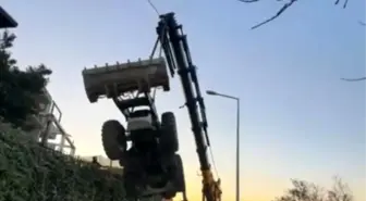 Mudanya'da kepçenin vinçten düştüğü anlar kameraya yansıdı