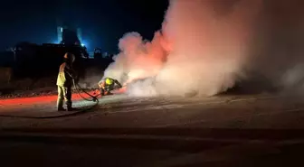 Bandırma-Susurluk karayolunda araç yangını