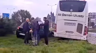 (Firma adı açık verilmiş Ali Osman Ulusoy) Yolcu otobüsü otomobile çarptı: 1 yaralı