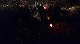 Şarampole devrilen otomobilden sızan yakıt paniğe neden oldu