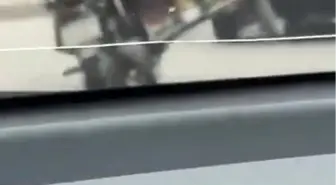 Tüp yüklü motosikletle tehlikeli hareketler kamerada