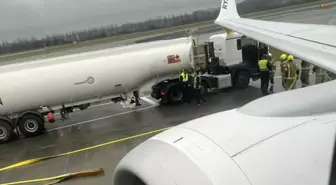Ryanair uçağında korku dolu anlar, yakıt tankeri ile çarpıştı