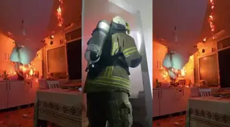Yangında tavan çöktü, itfaiye ekipleri ölümden döndü... O anlar kameraya yansıdı