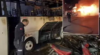 Minibüste çıkan yangın, park halindeki 5 motosiklete sıçradı