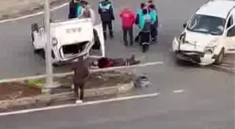 Diyarbakır'da çarpışan araçlardan biri ters döndü: 2 yaralı