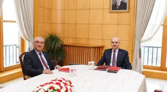TBMM Başkanı Kurtulmuş, DSP Genel Başkanı Aksakal'ı kabul etti