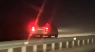 Aracıyla ters şeritte ilerleyen sürücü tehlike oluşturdu