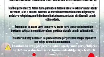 İstanbul Valiliği: 'Cuma ve Cumartesi günü yüksek kesimlerde kar yağışı ihtimali bulunuyor'