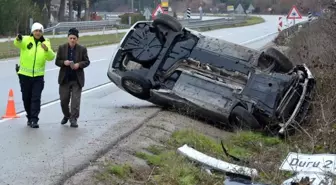 Takla atan otomobilden burnu bile kanamadan çıktı, polisleri de şaşırttı