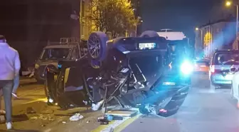 Ankara'da iki araca çarpan otomobil, takla attı; 1 yaralı