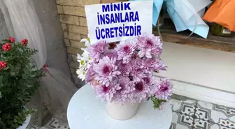 Bir saksıya ayırdığı çiçekleri küçük çocuklar için ücretsiz yaptı