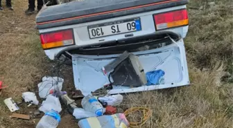 Çorum'da otomobil tarlaya yuvarlandı: 2 yaralı