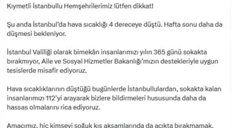 İstanbul Valisi Gül'den 'sokakta kalan kişileri 112'ye bildirin' çağrısı
