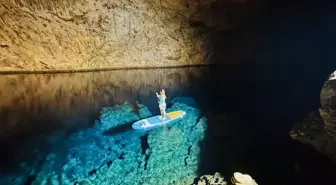 Şahika Ercümen'in de daldığı Aynalıgöl Mağarası, bu yıl 60 bin ziyaretçiyi ağırladı