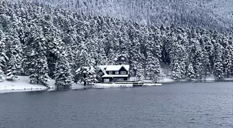 Gölcük Tabiat Parkı'nda kar yağışının ardından kış manzaraları oluştu