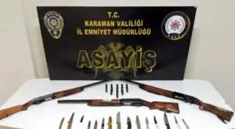 Karaman'da ruhsatsız silahlar ile kaçak tütün ele geçirildi: 5 tutuklama