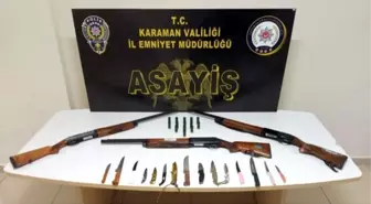 Karaman'da ruhsatsız silahlar ile kaçak tütün ele geçirildi: 5 tutuklama