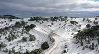Spil Dağı Milli Parkı'nda kar yağışı etkili oldu