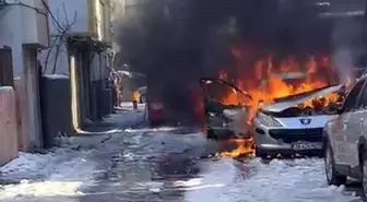 Batman'da soğuk havada çalışmayan araç alev aldı