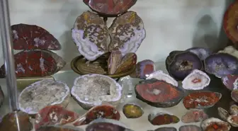 İşlediği süs taşlarını oluşturduğu 'müze'de sergiliyor