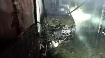 Çan'da çıkan yangında 1 otomobil ve 1 motosiklet yandı