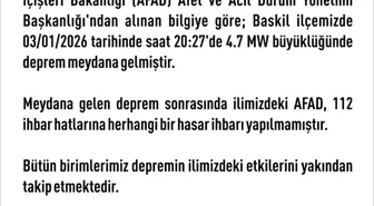 Elazığ'da 4.7 büyüklüğünde deprem