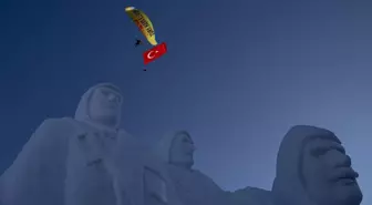 Sarıkamış'ta şehitler için yapılan kardan heykeller açıldı