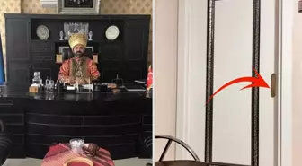 Seçime böyle gidiyor: Makam odasında padişah kıyafetiyle poz veren oda başkanı