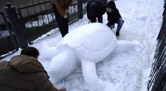 Cihan Oral'ın Kardan Kaplumbağa Heykeli