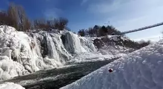 Van'daki Muradiye Şelalesi dondurucu soğuklarla buz tuttu