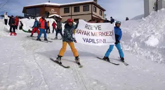 Rize'ye kayak tesisi yapılması için taleplerini böyle duyurdular