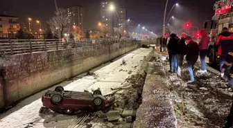 Otomobil kanala uçtu: 1 yaralı