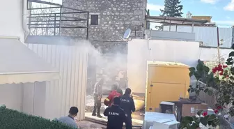 Bodrum'da iş yerinin geri dönüşüm deposunda çıkan yangın söndürüldü