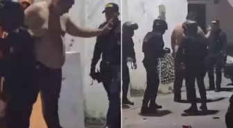 Çevredekilere saldıran şahsı, 9 polis güçlükle gözaltına aldı