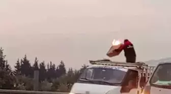Kamyonetin alevlere teslim olmasının önüne sürücünün gayreti geçti