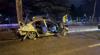 Bursa'da ağaca çarpan otomobildeki 2 kişi ağır yaralandı