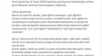Yalova'da eğitime 1 gün ara verildi
