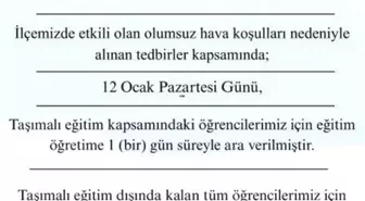 Şarköy'de taşımalı eğitime bir gün ara verildi