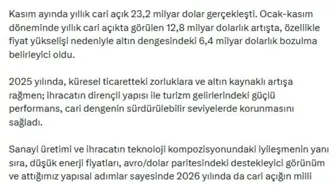 Bakan Şimşek: Cari açığın sürdürülebilir seviyelerde kalmasını bekliyoruz