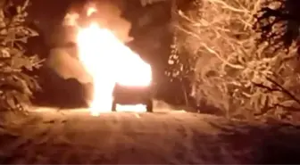 Bursa'da alev alev yanan cip hurdaya döndü