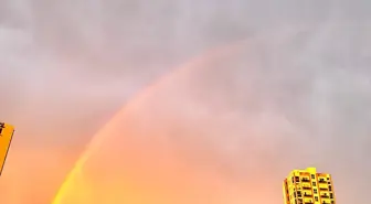 Mersin'de yağmur sonrası gökkuşağı renkli görüntülere sahne oldu