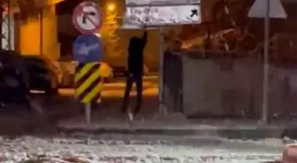 Karla kaplanan trafik levhalarını temizleyen 12 yaşındaki Kadir Emin, takdir toplandı