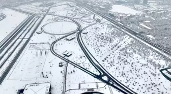 Kayseri'de kar ve sis manzaraları dronla görüntülendi