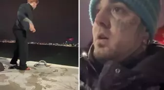 Sosyal medyada canlı yayın yaparken denize atlayan kadını kurtardı