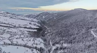 Samsun'da karla kaplanan ormanlar dronla görüntülendi